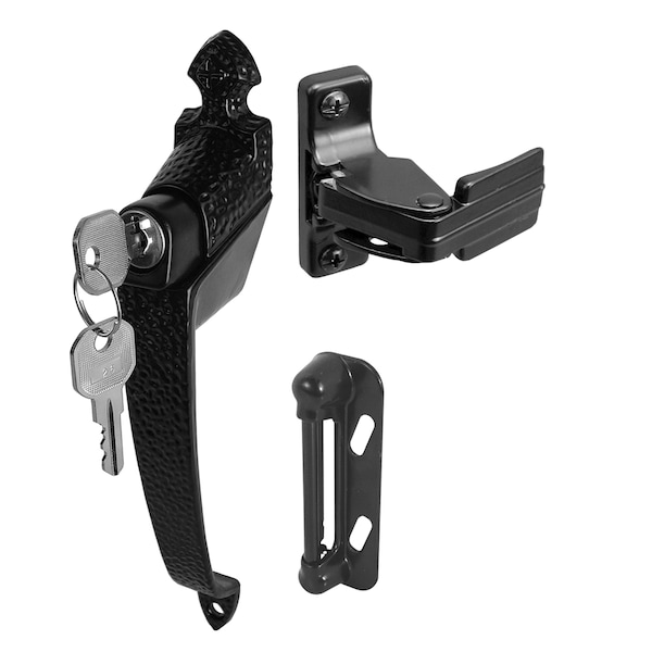 1-3/4 in., Black, Colonial Push Button Lock with Key (Single Pack)